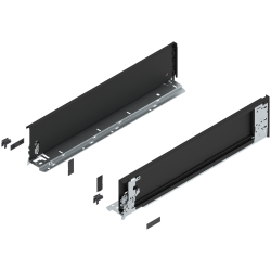 Laterală de sertar LEGRABOX (interior), Înălţime K (128.5 mm), NL=550 mm, dreapta+stânga, pentru LEGRABOX pure, negru-carbon mat
