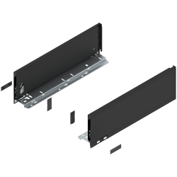 Laterală de sertar LEGRABOX, Înălţime K (128.5 mm), NL=400 mm, dreapta+stânga, pentru LEGRABOX pure, negru-carbon mat
