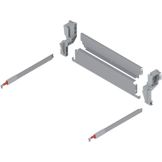 TANDEMBOX Spate metalic pentru extragerea suspendată pentru coşul de gunoi, Înălţime M (96,5 mm), LW=510.5-511.4 mm, R9006 gri-al/gri-alb