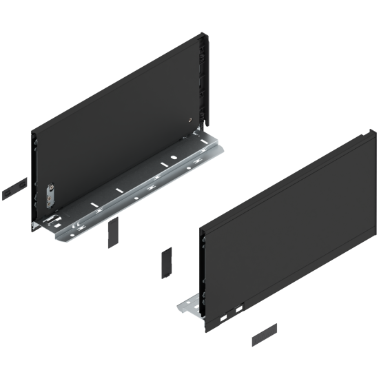 Laterală de sertar LEGRABOX, Înălţime C (177 mm), NL=350 mm, dreapta+stânga, pentru LEGRABOX pure, negru-carbon mat