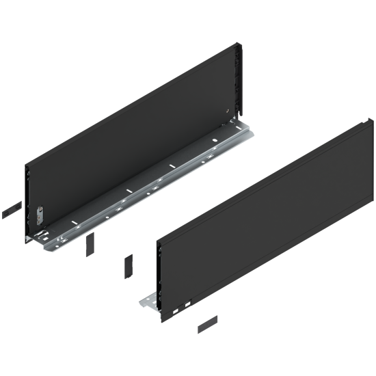 Laterală de sertar LEGRABOX, Înălţime C (177 mm), NL=550 mm, dreapta+stânga, pentru LEGRABOX pure, negru-carbon mat