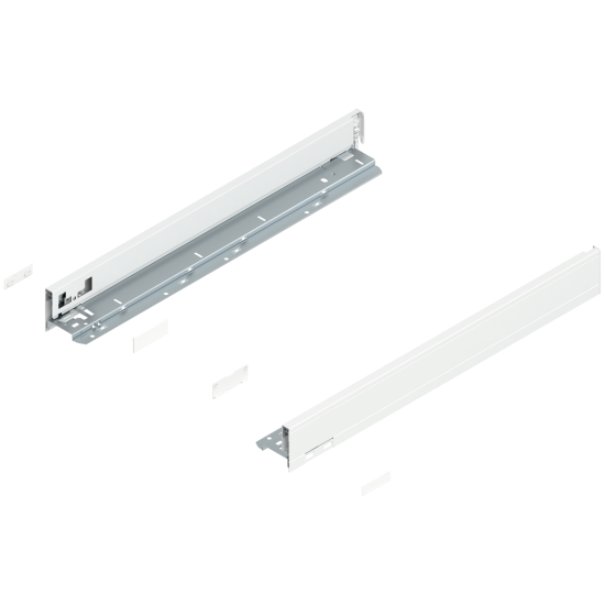 Laterală de sertar LEGRABOX, Înălţime N (66.5 mm), NL=550 mm, dreapta+stânga, pentru LEGRABOX pure, alb-mătase mat