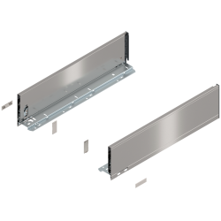 Laterală de sertar LEGRABOX, Înălţime K (128.5 mm), NL=500 mm, dreapta+stânga, pentru LEGRABOX pure, inox periat-lăcuit