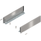 Laterală de sertar LEGRABOX, Înălţime K (128.5 mm), NL=500 mm, dreapta+stânga, pentru LEGRABOX pure, inox periat-lăcuit