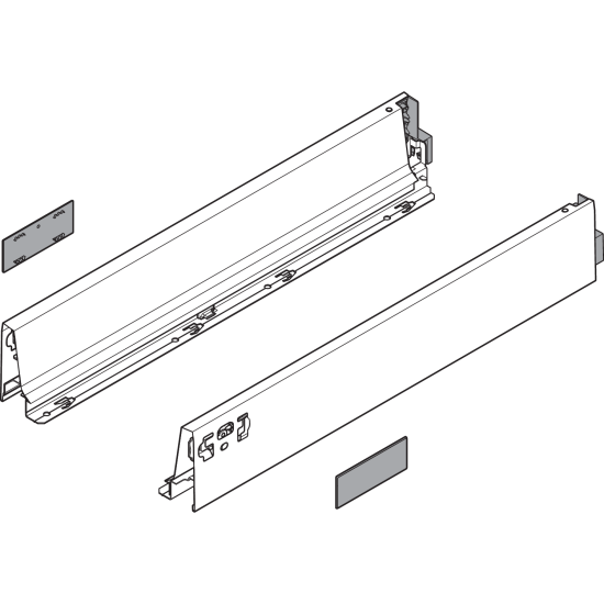 Laterală TANDEMBOX, Înălţime M (83.6 mm), NL=550 mm, dreapta+stânga, pentru TANDEMBOX antaro , R9006 gri aluminiu