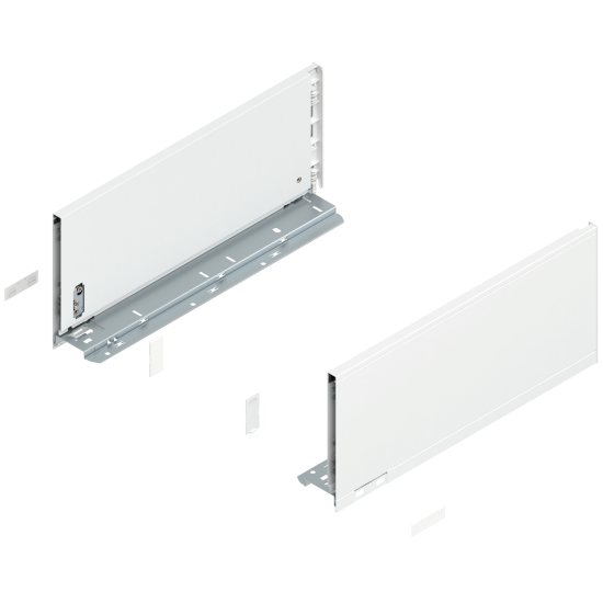 Laterală de sertar LEGRABOX, Înălţime C (177 mm), NL=400 mm, dreapta+stânga, pentru LEGRABOX pure, alb-mătase mat