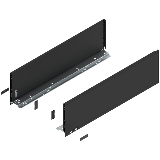 Laterală de sertar LEGRABOX, Înălţime C (177 mm), NL=600 mm, dreapta+stânga, pentru LEGRABOX pure, negru-carbon mat