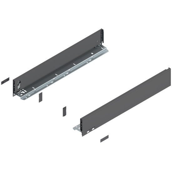 Laterală de sertar LEGRABOX, Înălţime M (90.5 mm), NL=550 mm, dreapta+stânga, pentru LEGRABOX pure, gri-orion mat