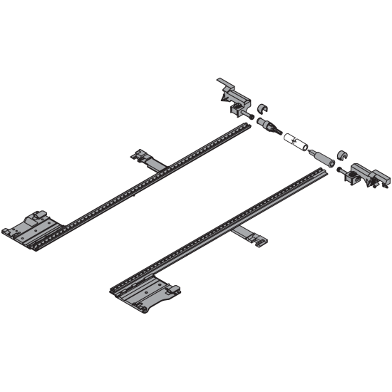 LEGRABOX Mecanism de stabilizare laterală, NL=400 mm, KB=1400 mm, Extensie totală, pentru debitat, R7037 gri închis