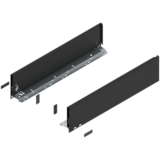 Laterală de sertar LEGRABOX, Înălţime K (128.5 mm), NL=550 mm, dreapta+stânga, pentru LEGRABOX pure, negru-carbon mat