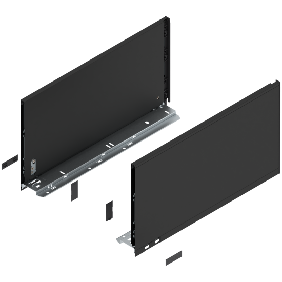 Laterală de sertar LEGRABOX, Înălţime F (241 mm), NL=450 mm, dreapta+stânga, pentru LEGRABOX pure, negru-carbon mat