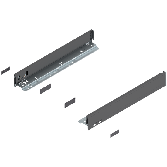 Laterală de sertar LEGRABOX, Înălţime N (66.5 mm), NL=450 mm, dreapta+stânga, pentru LEGRABOX pure, gri-orion mat