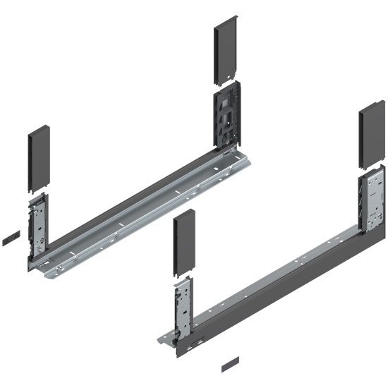 Laterală de sertar LEGRABOX free, Înălţime C (177 mm), NL=600 mm, dreapta+stânga, pentru LEGRABOX free, gri-orion mat