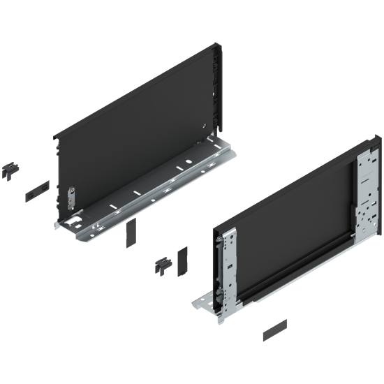 Laterală de sertar LEGRABOX (interior), Înălţime C (177 mm), NL=350 mm, dreapta+stânga, pentru LEGRABOX pure, negru-carbon mat