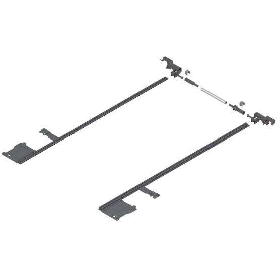 LEGRABOX Mecanism de stabilizare laterală, NL=650 mm, KB=1400 mm, Extensie totală, pentru debitat, R7037 gri închis