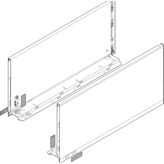 Laterală de sertar LEGRABOX, Înălţime F (241 mm), NL=500 mm, dreapta+stânga, pentru LEGRABOX pure, gri-orion mat