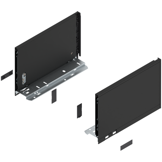 Laterală de sertar LEGRABOX, Înălţime C (177 mm), NL=270 mm, dreapta+stânga, pentru LEGRABOX pure, negru-carbon mat