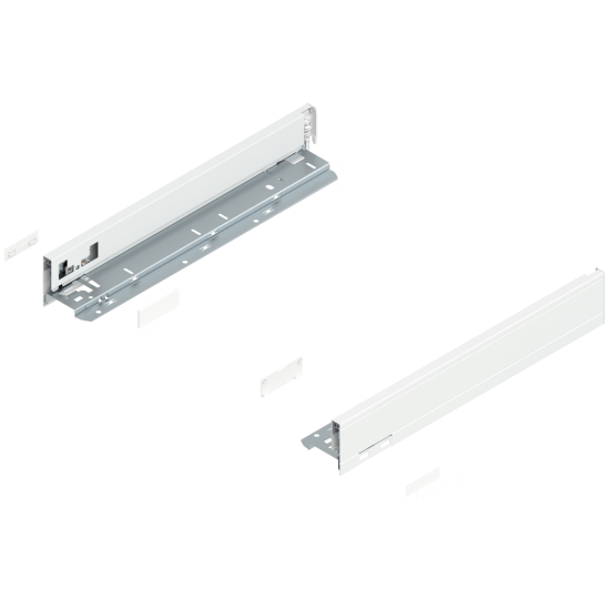 Laterală de sertar LEGRABOX, Înălţime N (66.5 mm), NL=400 mm, dreapta+stânga, pentru LEGRABOX pure, alb-mătase mat