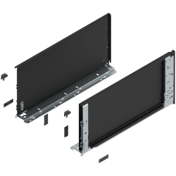 Laterală de sertar LEGRABOX (interior), Înălţime F (241 mm), NL=500 mm, dreapta+stânga, pentru LEGRABOX pure, negru-carbon mat