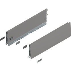 Laterală de sertar MERIVOBOX, Înălţime K (129 mm), NL=450 mm, dreapta+stânga, gri indiu mat