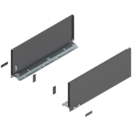 Laterală de sertar LEGRABOX, Înălţime C (177 mm), NL=450 mm, dreapta+stânga, pentru LEGRABOX pure, gri-orion mat