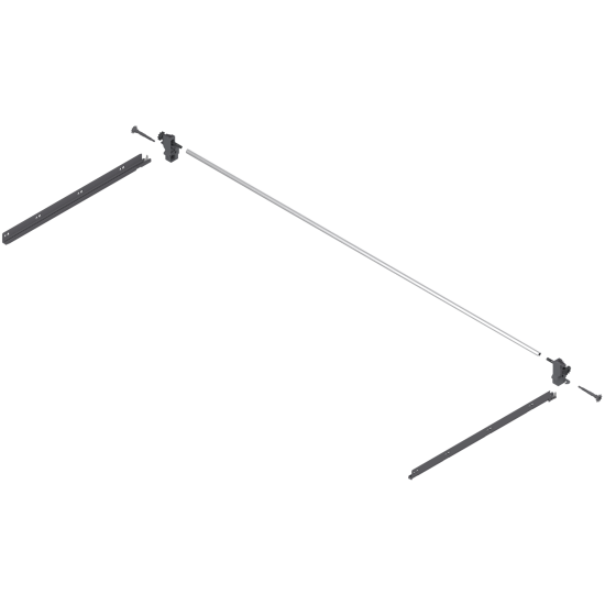 TANDEMBOX Mecanism de stabilizare laterală (construibil în sus), NL=450 mm, KB=1200 mm, Extensie totală, Sertar/extragere cu front înalt, R7037 gri închis