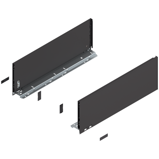 Laterală de sertar LEGRABOX, Înălţime C (177 mm), NL=500 mm, dreapta+stânga, pentru LEGRABOX pure, negru-terra mat