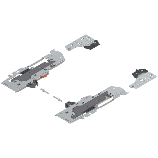 set (Unitate TIP-ON BLUMOTION + Declanşator + Adaptor), pentru TANDEMBOX, Tip S1, NL=270-300 mm, Greutate totală a extragerii=10-20 kg, dreapta+stânga, R7035 gri deschis