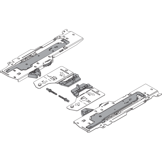 set (Unitate TIP-ON BLUMOTION + Declanşator + Adaptor), pentru TANDEMBOX, Tip S1, NL=270-300 mm, Greutate totală a extragerii=10-20 kg, dreapta+stânga, R7035 gri deschis