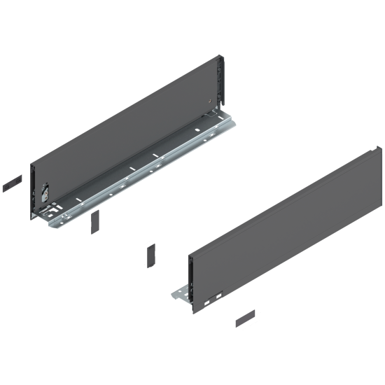 Laterală de sertar LEGRABOX, Înălţime K (128.5 mm), NL=500 mm, dreapta+stânga, pentru LEGRABOX pure, gri-orion mat