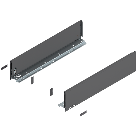 Laterală de sertar LEGRABOX, Înălţime K (128.5 mm), NL=550 mm, dreapta+stânga, pentru LEGRABOX pure, gri-orion mat