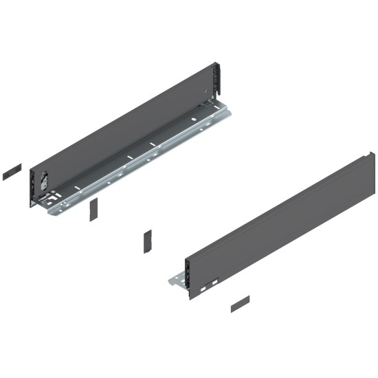 Laterală de sertar LEGRABOX, Înălţime M (90.5 mm), NL=500 mm, dreapta+stânga, pentru LEGRABOX pure, gri-orion mat