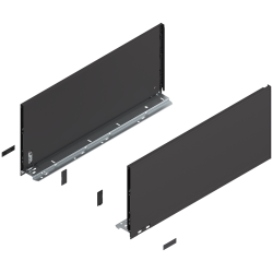 Laterală de sertar LEGRABOX, Înălţime F (241 mm), NL=550 mm, dreapta+stânga, pentru LEGRABOX pure, negru-terra mat