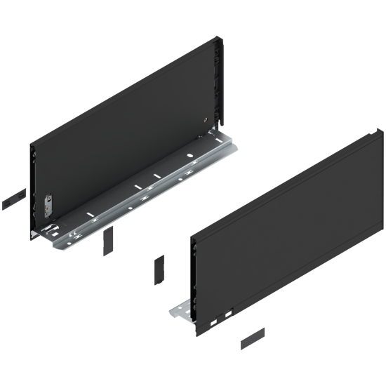 Laterală de sertar LEGRABOX, Înălţime C (177 mm), NL=400 mm, dreapta+stânga, pentru LEGRABOX pure, negru-carbon mat