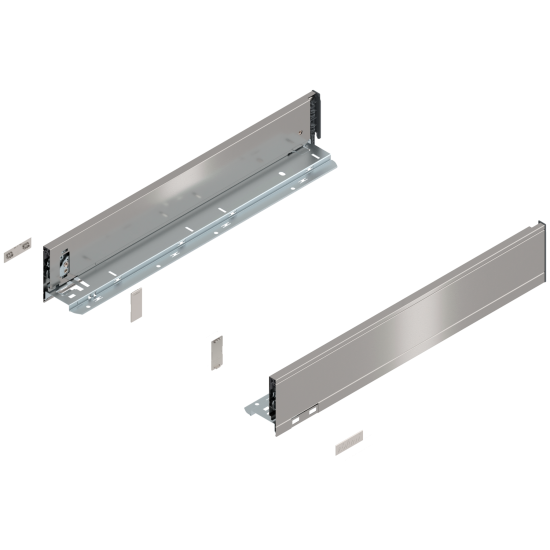 Laterală LEGRABOX, Înălţime M (90.5 mm), NL=500 mm, dreapta+stânga, pentru LEGRABOX pure, inox periat-lăcuit