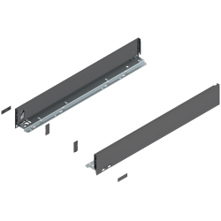 Laterală de sertar LEGRABOX, Înălţime M (90.5 mm), NL=650 mm, dreapta+stânga, pentru LEGRABOX pure, gri-orion mat