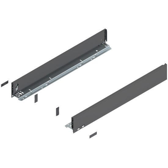 Laterală de sertar LEGRABOX, Înălţime M (90.5 mm), NL=650 mm, dreapta+stânga, pentru LEGRABOX pure, gri-orion mat