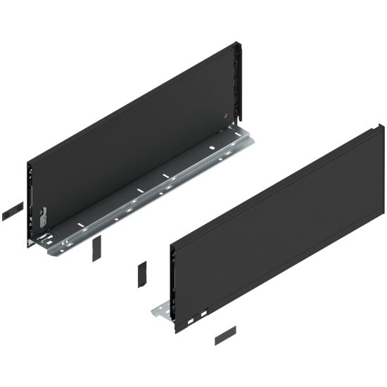 Laterală de sertar LEGRABOX, Înălţime C (177 mm), NL=500 mm, dreapta+stânga, pentru LEGRABOX pure, negru-carbon mat
