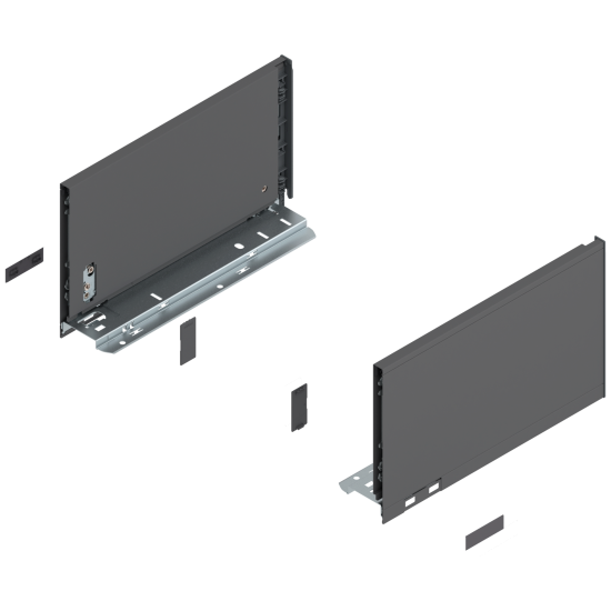 Laterală de sertar LEGRABOX, Înălţime C (177 mm), NL=300 mm, dreapta+stânga, pentru LEGRABOX pure, gri-orion mat