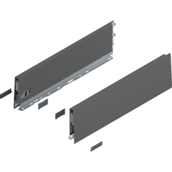 Laterală de sertar MERIVOBOX, Înălţime K (129 mm), NL=450 mm, dreapta+stânga, gri-orion mat
