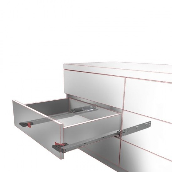Glisieră mobilier sub sertar,push-open, extracție totală, amortizare,40 kg, 400 mm, smartslide, Samet